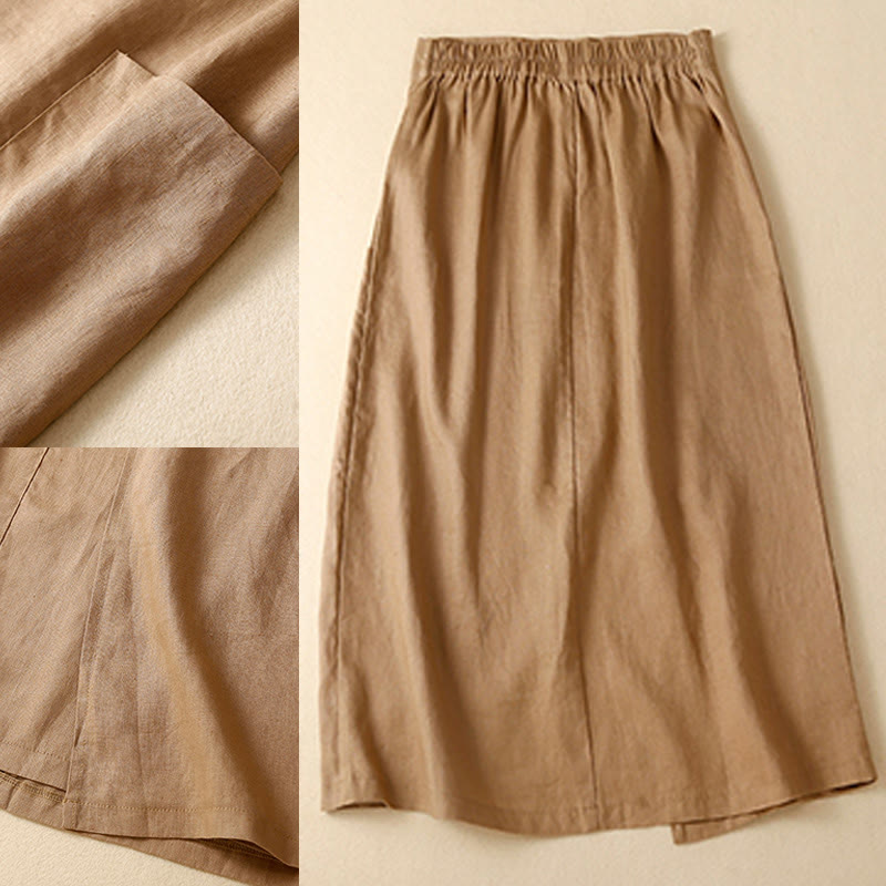 Falda de lino y algodón para mujer, estilo vintage de verano, asimétrica, de cintura alta y con bolsillos, de Buddha Stones - image 12