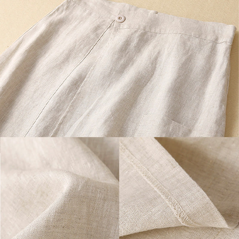 Falda de lino y algodón para mujer, estilo vintage de verano, asimétrica, de cintura alta y con bolsillos, de Buddha Stones - image 17