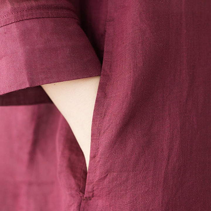 Conjunto de 2 piezas de camisa y pantalón de manga tres cuartos con Buddha Stones para meditación, zen, tai chi, algodón y lino para mujer - image 11