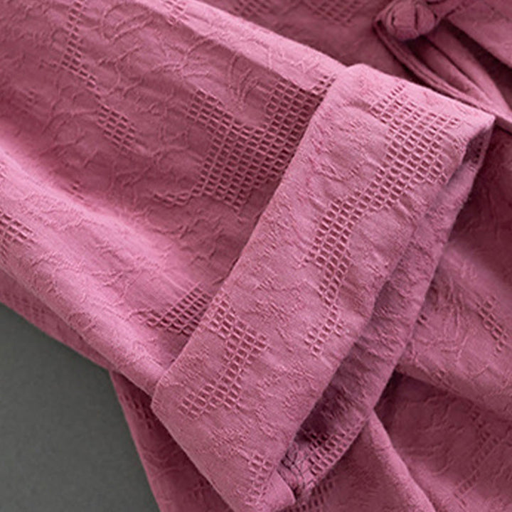 Camisa informal de lino y algodón zen de manga larga con botones de rana en color liso y Buddha Stones para mujer - image 18