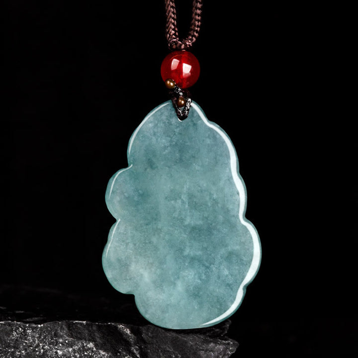 Buddha Stones de jade verde natural y zorro de nueve colas, Hada de la Prosperidad
