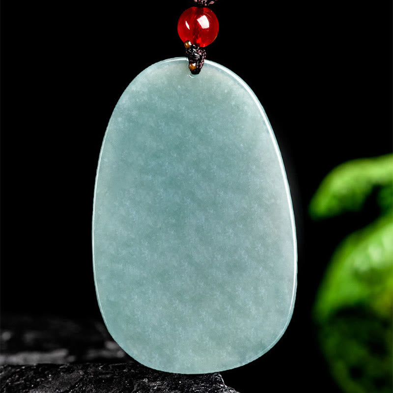 Collar con colgante de la suerte con Buddha Stones , jade verde natural y flores de zorro de nueve colas