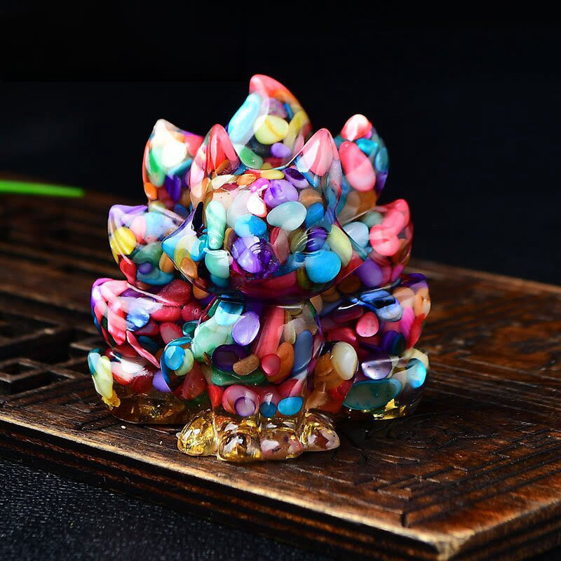 Buddha Stones naturales, varios cristales, cuarzo fresa, amatista, zorro de nueve colas, protección, decoración del hogar - Conchas de colores 5,5*4,5*5,5 cm - image 3