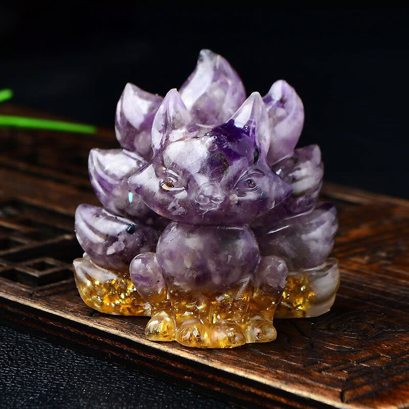 Buddha Stones naturales, varios cristales, cuarzo fresa, amatista, zorro de nueve colas, protección, decoración del hogar