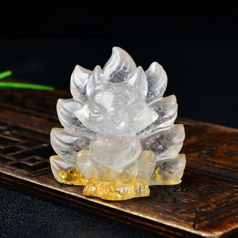 Buddha Stones naturales, varios cristales, cuarzo fresa, amatista, zorro de nueve colas, protección, decoración del hogar - Cristal blanco 5,5*4,5*5,5 cm - image 5