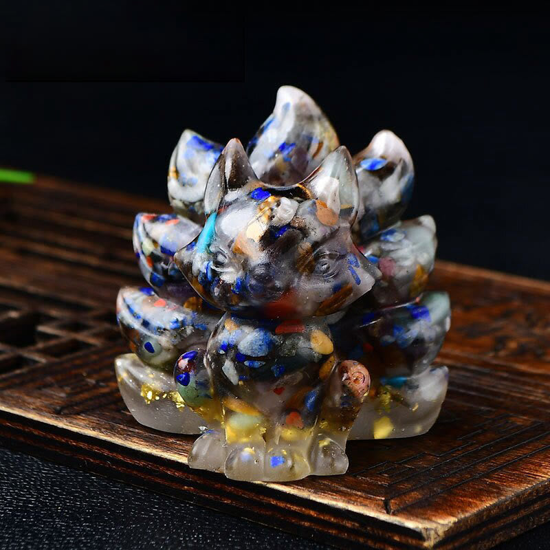 Buddha Stones naturales, varios cristales, cuarzo fresa, amatista, zorro de nueve colas, protección, decoración del hogar