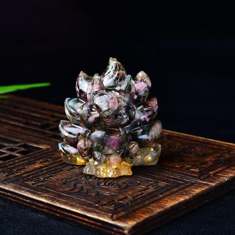Buddha Stones naturales, varios cristales, cuarzo fresa, amatista, zorro de nueve colas, protección, decoración del hogar