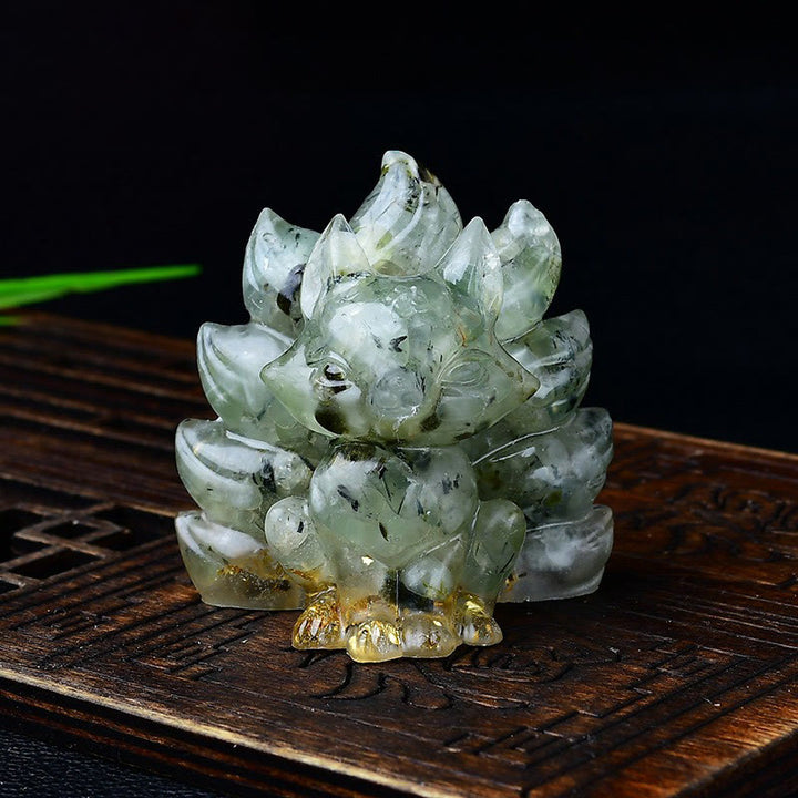Buddha Stones naturales, varios cristales, cuarzo fresa, amatista, zorro de nueve colas, protección, decoración del hogar - Prehnita 5,5*4,5*5,5 cm - image 44