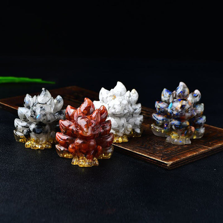 Buddha Stones naturales, varios cristales, cuarzo fresa, amatista, zorro de nueve colas, protección, decoración del hogar
