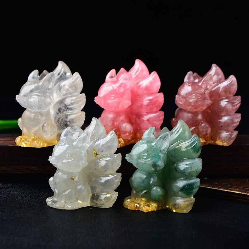 Buddha Stones naturales, varios cristales, cuarzo fresa, amatista, zorro de nueve colas, protección, decoración del hogar