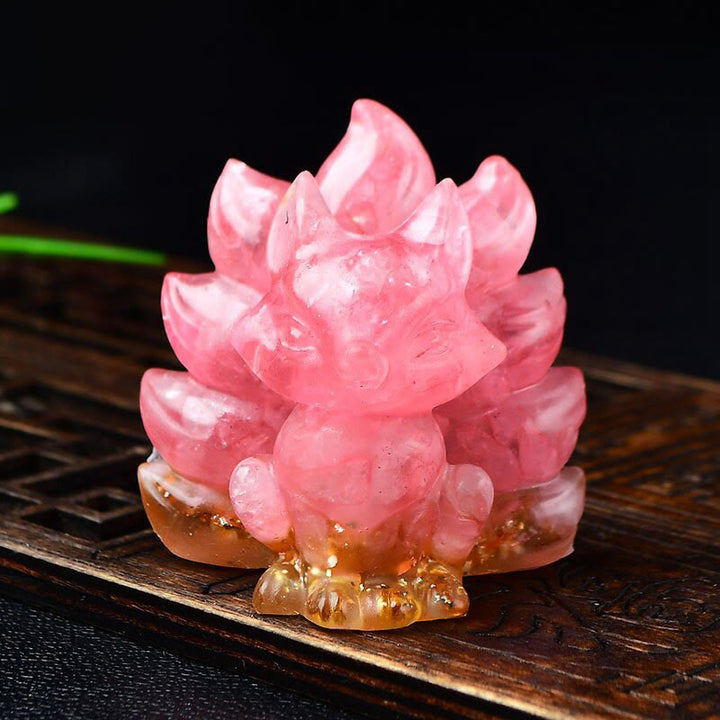 Buddha Stones naturales, varios cristales, cuarzo fresa, amatista, zorro de nueve colas, protección, decoración del hogar