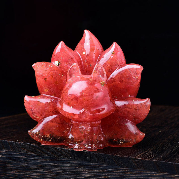 Buddha Stones pequeñas, varias piedras, cristal rosa, citrino, amatista, zorro de nueve colas, calidez, decoración del hogar