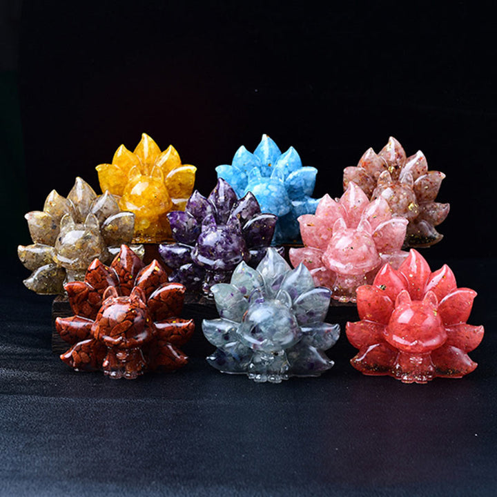 Buddha Stones pequeñas, varias piedras, cristal rosa, citrino, amatista, zorro de nueve colas, calidez, decoración del hogar