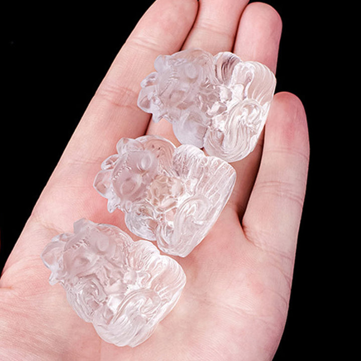 Buddha Stones de cristal blanco natural, mini zorro de nueve colas tallado, curación, decoración del hogar