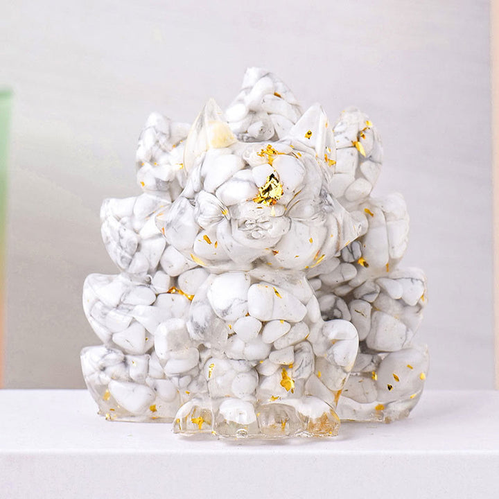 Buddha Stones pequeñas, varias piedras, cuarzo fresa, amatista, aventurina verde, zorro de nueve colas, curación, decoración del hogar - Turquesa blanca - 8*8,7 cm - image 6