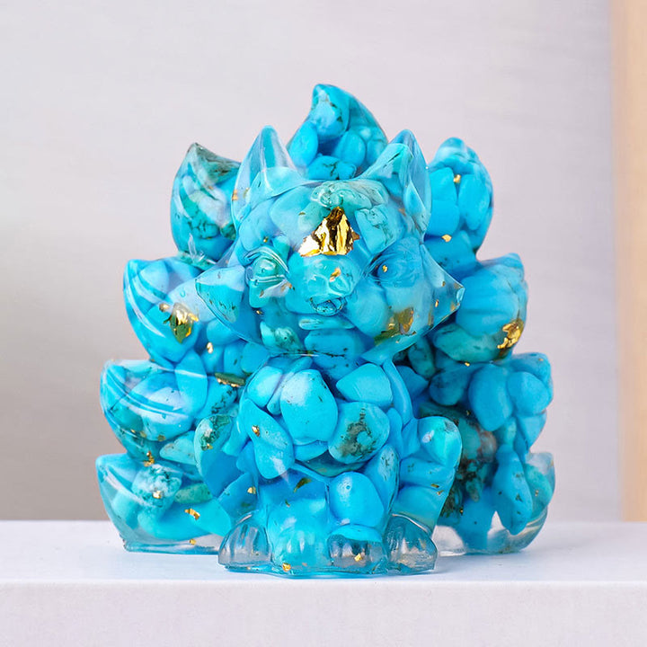 Buddha Stones pequeñas, varias piedras, cuarzo fresa, amatista, aventurina verde, zorro de nueve colas, curación, decoración del hogar - Azul turquesa - 8*8,7 cm - image 21