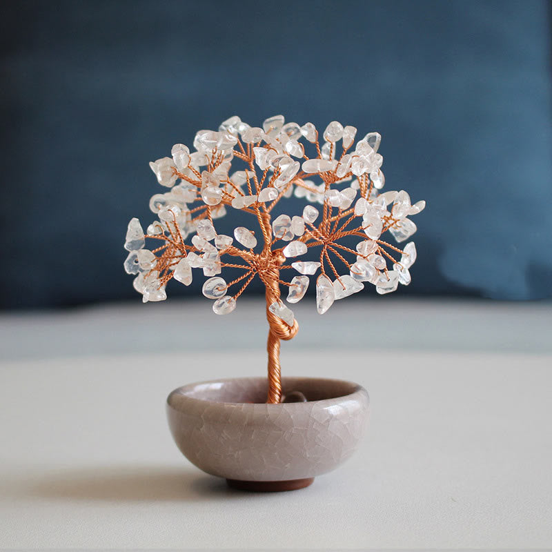 Buddha Stones, varios cristales, citrino, amatista, aventurina verde, árbol de la prosperidad, decoración del hogar. - Cristal blanco 6-7*10cm - Caja de regalo - image 8