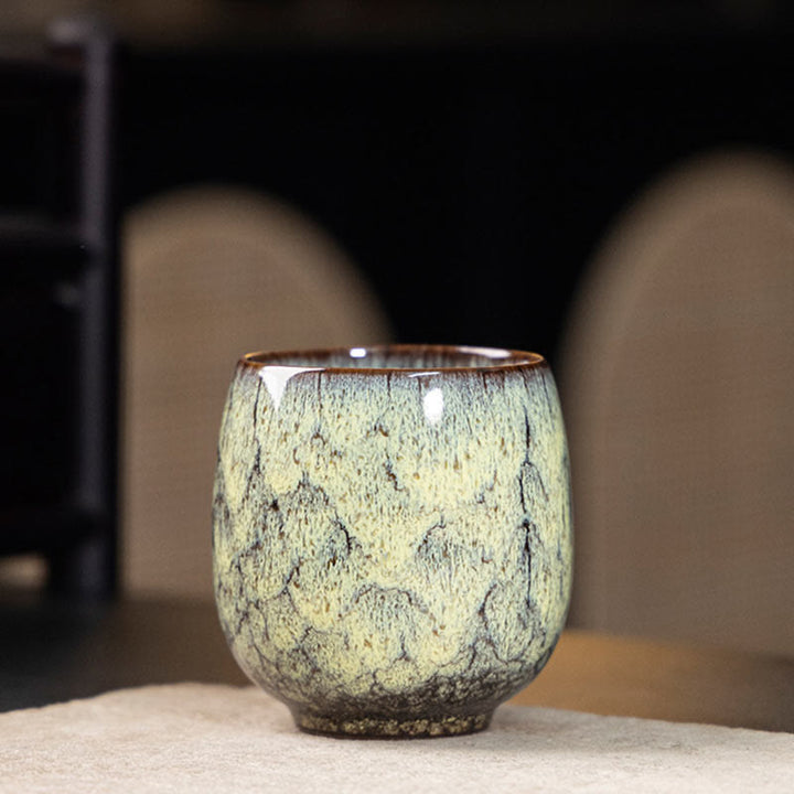 Taza de té de cerámica con Buddha Stones, hecha a mano, estilo chino Jianzhan, con cambio de horno, 150 ml