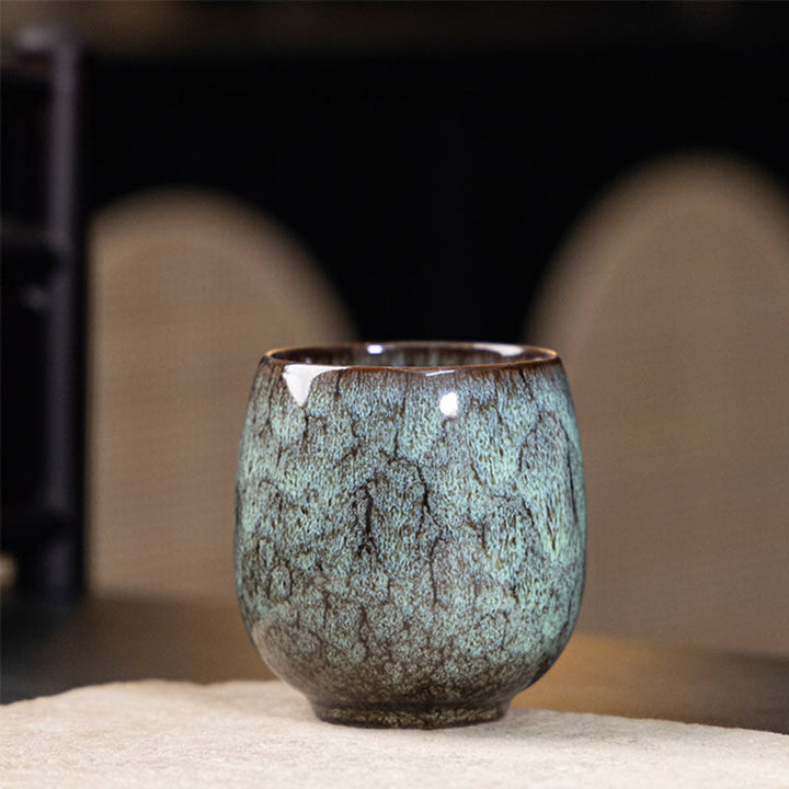 Taza de té de cerámica con Buddha Stones, hecha a mano, estilo chino Jianzhan, con cambio de horno, 150 ml