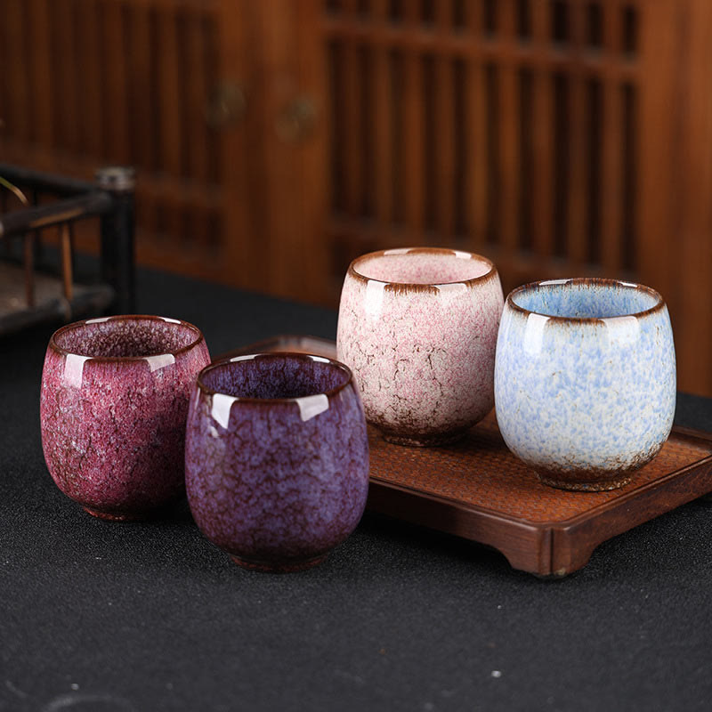Taza de té de cerámica con Buddha Stones, hecha a mano, estilo chino Jianzhan, con cambio de horno, 150 ml