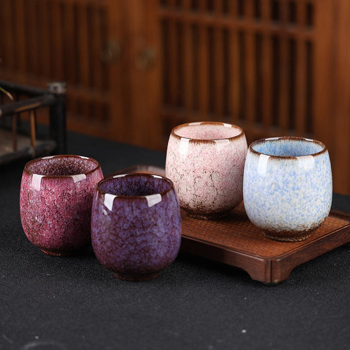 Taza de té de cerámica con Buddha Stones, hecha a mano, estilo chino Jianzhan, con cambio de horno, 150 ml