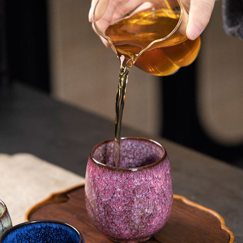 Taza de té de cerámica con Buddha Stones, hecha a mano, estilo chino Jianzhan, con cambio de horno, 150 ml