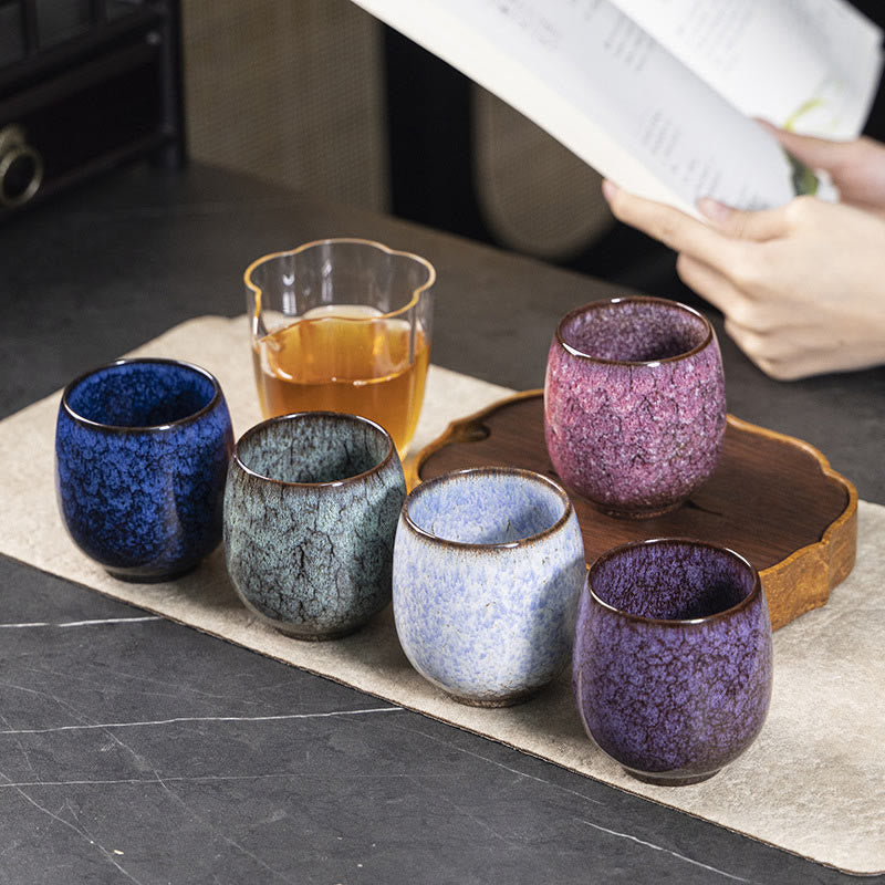Taza de té de cerámica con Buddha Stones, hecha a mano, estilo chino Jianzhan, con cambio de horno, 150 ml