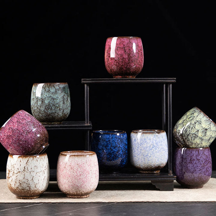 Taza de té de cerámica con Buddha Stones, hecha a mano, estilo chino Jianzhan, con cambio de horno, 150 ml