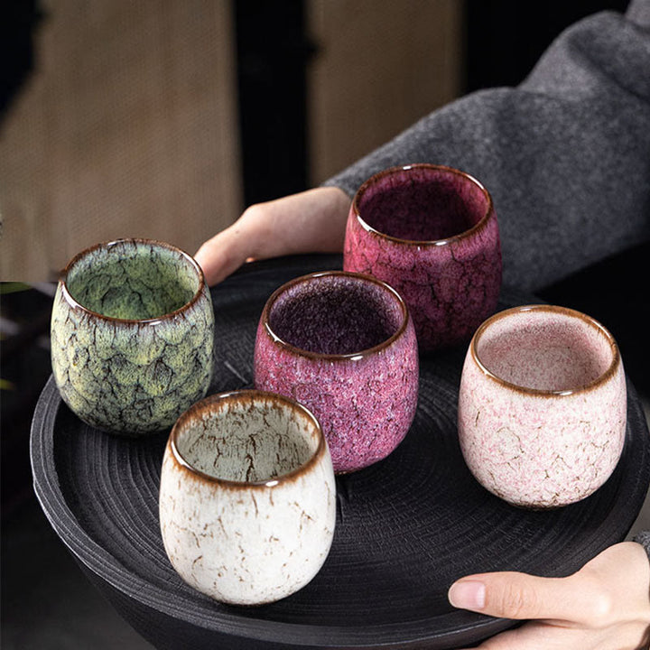 Taza de té de cerámica con Buddha Stones, hecha a mano, estilo chino Jianzhan, con cambio de horno, 150 ml