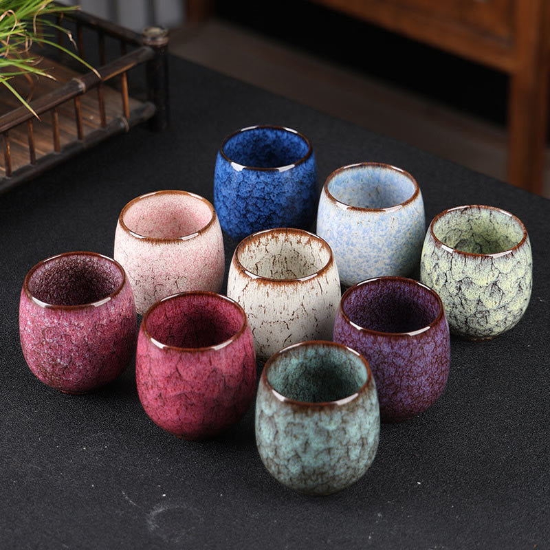 Taza de té de cerámica con Buddha Stones, hecha a mano, estilo chino Jianzhan, con cambio de horno, 150 ml
