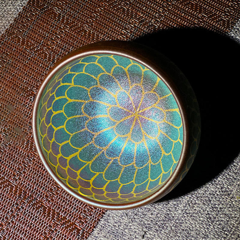 Taza de té de cerámica con diseño de flor de loto Jianzhan china hecha a mano con Buddha Stones, taza de té Kung Fu de 150 ml