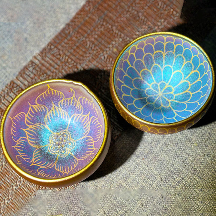 Taza de té de cerámica con diseño de flor de loto Jianzhan china hecha a mano con Buddha Stones, taza de té Kung Fu de 150 ml