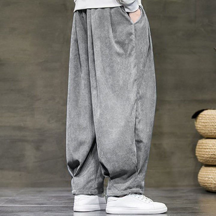 Pantalones bombachos casuales de algodón liso con bolsillos para hombre de Buddha Stones - image 13