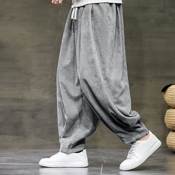 Pantalones bombachos casuales de algodón liso con bolsillos para hombre de Buddha Stones - Gris - US/UK/AU46, EU56 (5XL) - image 9