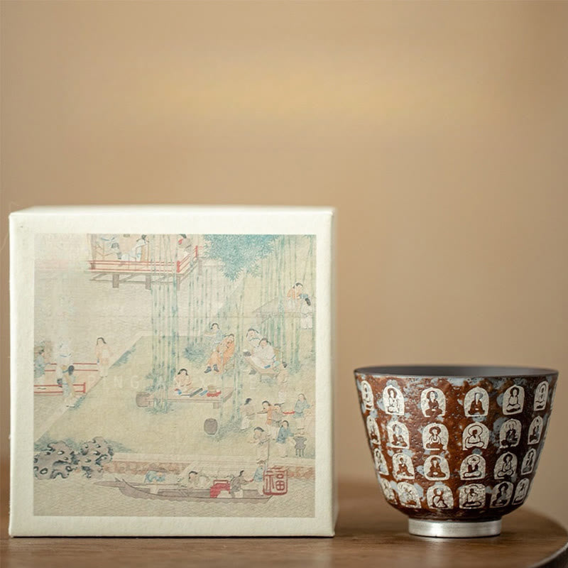Taza de té de kung fu con diez mil poemas de Buddha Stones, 100 ml, con caja de regalo