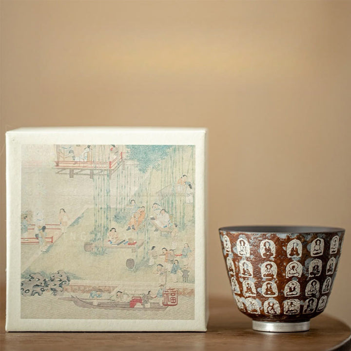 Taza de té de kung fu con diez mil poemas de Buddha Stones, 100 ml, con caja de regalo