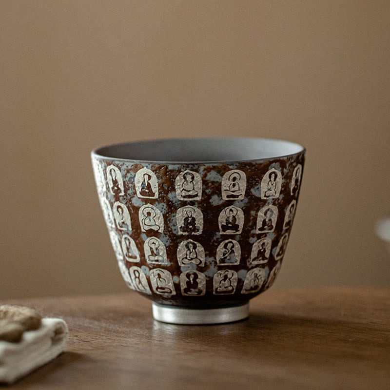 Taza de té de kung fu con diez mil poemas de Buddha Stones, 100 ml, con caja de regalo
