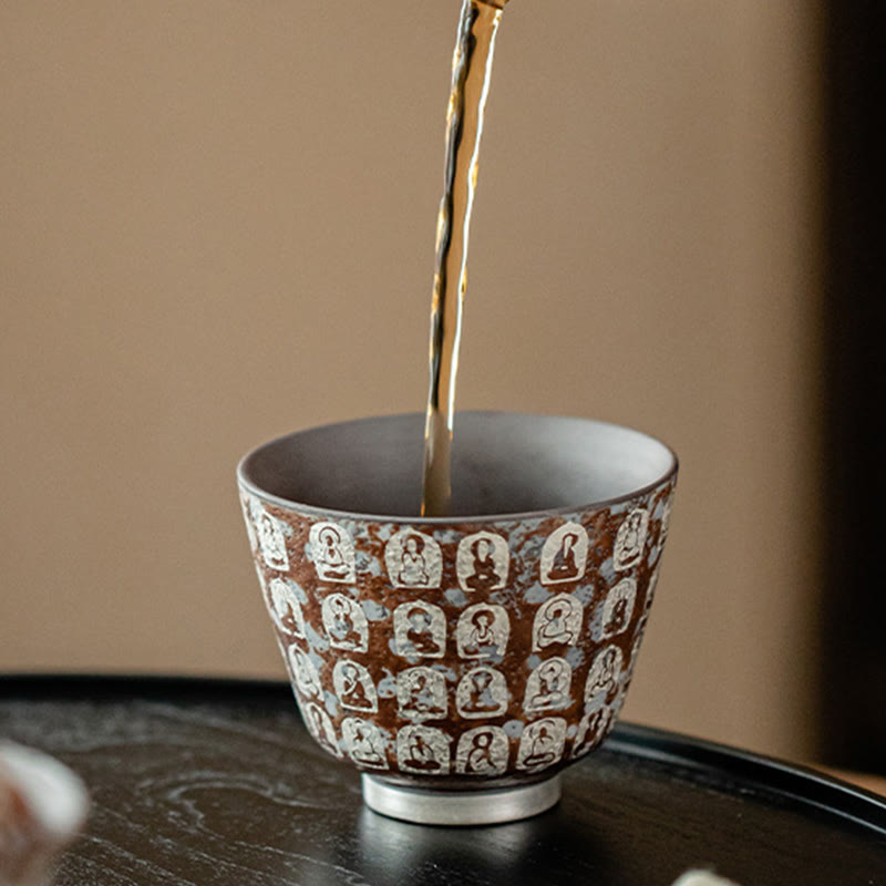Taza de té de kung fu con diez mil poemas de Buddha Stones, 100 ml, con caja de regalo