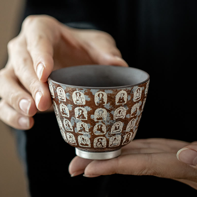 Taza de té de kung fu con diez mil poemas de Buddha Stones, 100 ml, con caja de regalo