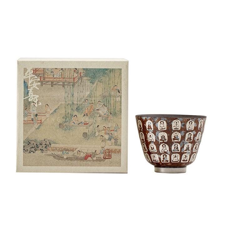 Taza de té de kung fu con diez mil poemas de Buddha Stones, 100 ml, con caja de regalo