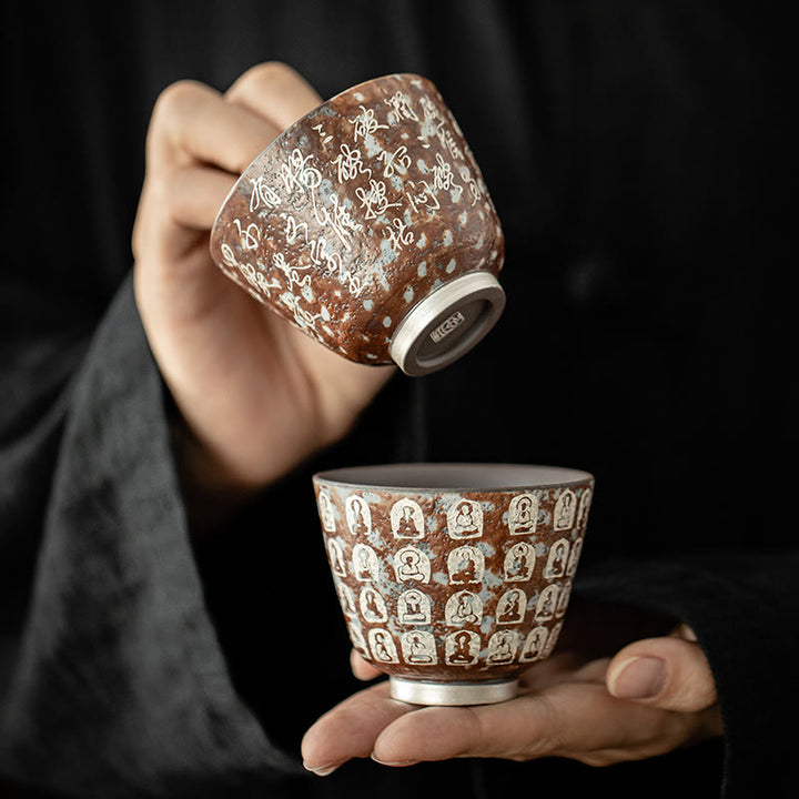 Taza de té de kung fu con diez mil poemas de Buddha Stones, 100 ml, con caja de regalo