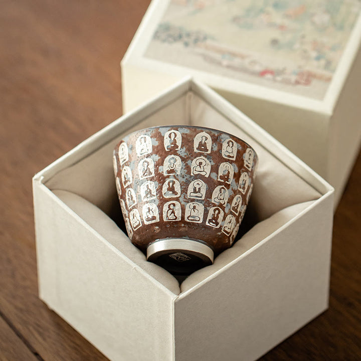 Taza de té de kung fu con diez mil poemas de Buddha Stones, 100 ml, con caja de regalo