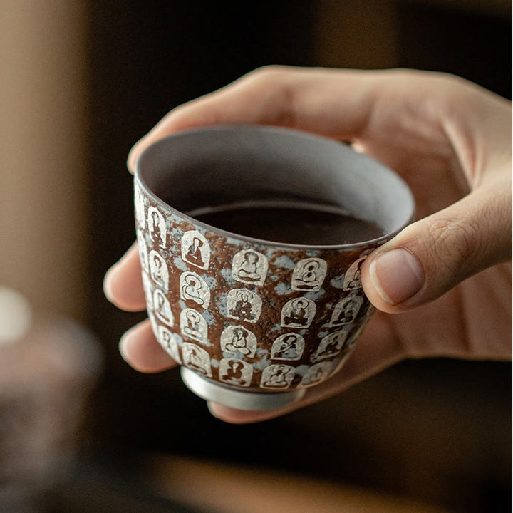 Taza de té de kung fu con diez mil poemas de Buddha Stones, 100 ml, con caja de regalo