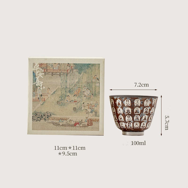 Taza de té de kung fu con diez mil poemas de Buddha Stones, 100 ml, con caja de regalo