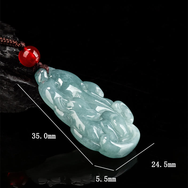 Buddha Stones de jade verde natural y zorro de nueve colas, Hada de la Prosperidad