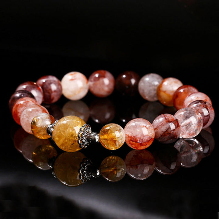 Pulsera de equilibrio con cuentas de cuarzo hematoide rojo natural de Buddha Stones