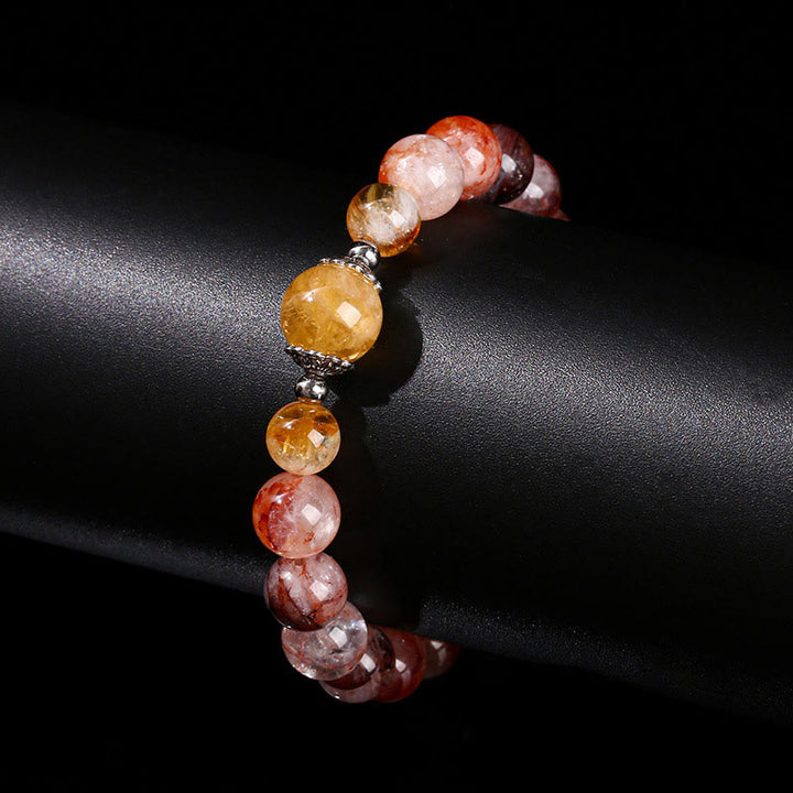 Pulsera de equilibrio con cuentas de cuarzo hematoide rojo natural de Buddha Stones
