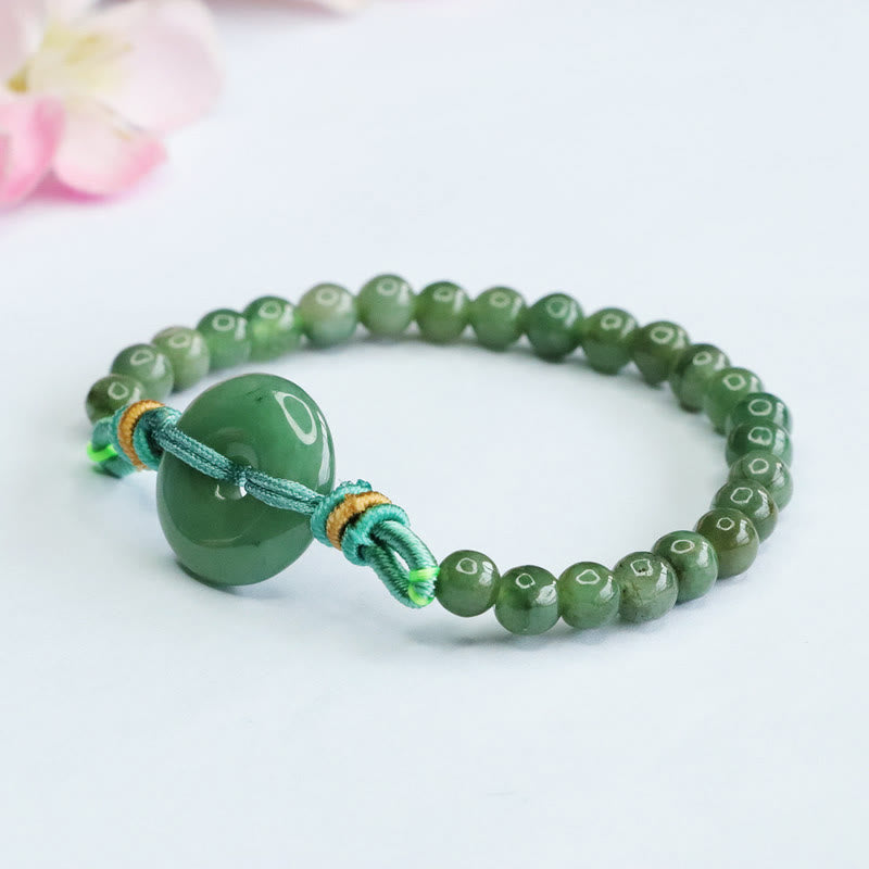 Pulsera de prosperidad con hebilla de paz y cuentas de jade de Buddha Stones
