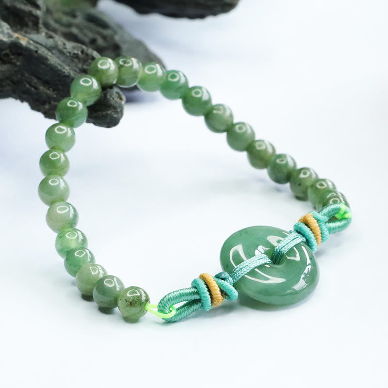Pulsera de prosperidad con hebilla de paz y cuentas de jade de Buddha Stones