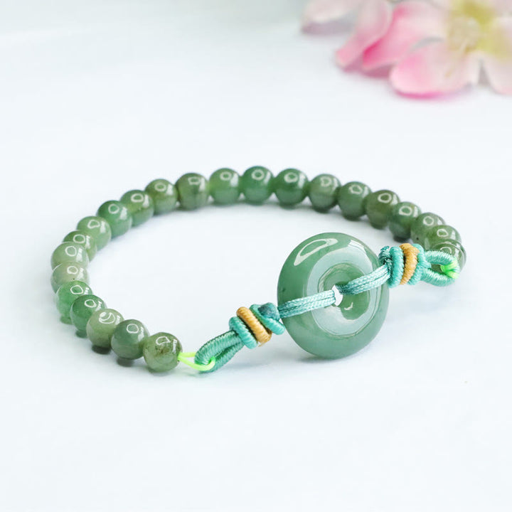 Pulsera de prosperidad con hebilla de paz y cuentas de jade de Buddha Stones